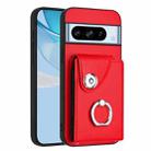 For Google Pixel 8 Pro Organ Card Bag Ring Holder Phone Case(Red) - 1