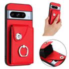 For Google Pixel 8 Pro Organ Card Bag Ring Holder Phone Case(Red) - 2