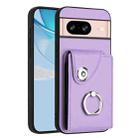 For Google Pixel 8 Organ Card Bag Ring Holder Phone Case(Purple) - 1