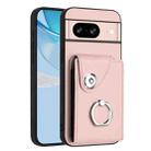 For Google Pixel 8 Organ Card Bag Ring Holder Phone Case(Pink) - 1