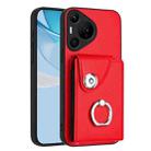 For Huawei Pura 70 Pro / 70 Pro+ Organ Card Bag Ring Holder Phone Case(Red) - 1