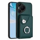 For Huawei Pura 70 Pro / 70 Pro+ Organ Card Bag Ring Holder Phone Case(Green) - 1