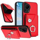 For Huawei Pura 70 Ultra Organ Card Bag Ring Holder Phone Case(Red) - 1