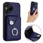 For Huawei Pura 70 Organ Card Bag Ring Holder Phone Case(Blue) - 2