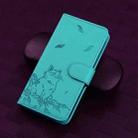 For iPhone 16 Pro Max Cute Cat Embossed Leather Phone Case(Lake Blue) - 2