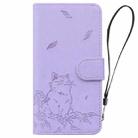 For iPhone 16 Pro Cute Cat Embossed Leather Phone Case(Purple) - 3