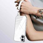 For iPhone 16 Plus SULADA  Electroplated Clear TPU Soft Frame Phone Case with Wrist Strap(Silver) - 1