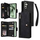 For Samsung Galaxy S24 FE 5G Rivet Buckle 9 Cards 3-Fold Wallet Leather Phone Case(Black) - 1