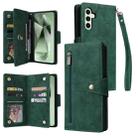 For Samsung Galaxy S24 FE 5G Rivet Buckle 9 Cards 3-Fold Wallet Leather Phone Case(Green) - 1