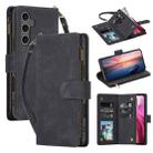 For Samsung Galaxy S24 FE 5G Multifunctional Crossbody Zipper Wallet Leather Phone Case(Black) - 1