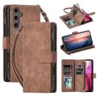 For Samsung Galaxy S24 FE 5G Multifunctional Crossbody Zipper Wallet Leather Phone Case(Brown) - 1