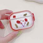 For AirPods Pro 2 Glitter Starry Epoxy Dried Flowers Earbuds Box TPU Case(Red) - 1