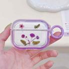 For AirPods 3 Glitter Starry Epoxy Dried Flowers Earbuds Box TPU Case(Purple) - 1