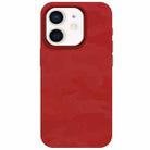 For iPhone 12 Camouflage Ice Feel Texture MagSafe PU Hybrid PC Phone Case(Red) - 1