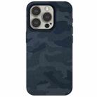 For iPhone 12 Pro Camouflage Ice Feel Texture MagSafe PU Hybrid PC Phone Case(Dark Blue) - 1