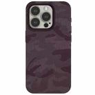 For iPhone 12 Pro Max Camouflage Ice Feel Texture MagSafe PU Hybrid PC Phone Case(Purple) - 1