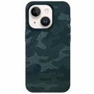 For iPhone 13 Camouflage Ice Feel Texture MagSafe PU Hybrid PC Phone Case(Dark Green) - 1