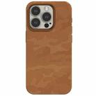 For iPhone 13 Pro Camouflage Ice Feel Texture MagSafe PU Hybrid PC Phone Case(Brown) - 1