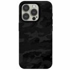 For iPhone 13 Pro Max Camouflage Ice Feel Texture MagSafe PU Hybrid PC Phone Case(Black) - 1