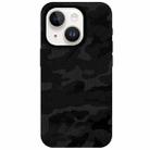 For iPhone 14 Camouflage Ice Feel Texture MagSafe PU Hybrid PC Phone Case(Black) - 1