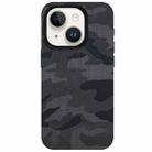 For iPhone 14 Camouflage Ice Feel Texture MagSafe PU Hybrid PC Phone Case(Navy Blue) - 1