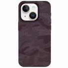 For iPhone 14 Camouflage Ice Feel Texture MagSafe PU Hybrid PC Phone Case(Purple) - 1