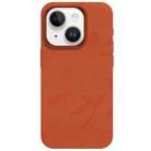 For iPhone 14 Camouflage Ice Feel Texture MagSafe PU Hybrid PC Phone Case(Orange) - 1