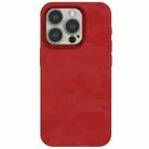 For iPhone 15 Pro Camouflage Ice Feel Texture MagSafe PU Hybrid PC Phone Case(Red) - 1