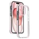 For iPhone 15 Candy Series 3 in 1 Highly Transparent PC Phone Case(Pink) - 1