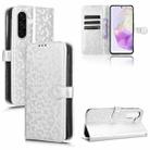 For Samsung Galaxy A56 5G Honeycomb Dot Texture Leather Phone Case(Silver) - 1