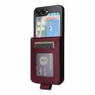 For Samsung Galaxy Z Flip5 5G Multifunctional Horizontal Flip Leather Phone Case with Three Card Slot(Wine Red) - 3