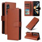 For Samsung Galaxy Z Fold4 5G Multifunctional Horizontal Flip Leather Phone Case with Three Card Slot(Brown) - 1