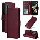 For Samsung Galaxy Z Fold4 5G Multifunctional Horizontal Flip Leather Phone Case with Three Card Slot(Wine Red) - 1