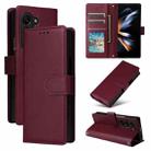 For Samsung Galaxy Z Fold5 5G Multifunctional Horizontal Flip Leather Phone Case with Three Card Slot(Wine Red) - 1