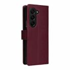 For Samsung Galaxy Z Fold5 5G Multifunctional Horizontal Flip Leather Phone Case with Three Card Slot(Wine Red) - 3