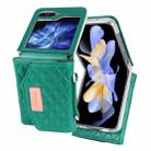 For Samsung Galaxy Z Flip5 VIETAO Rhombic Texture Wallet PU Phone Case with Long Lanyard(Green) - 2