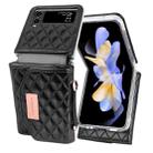 For Samsung Galaxy Z Flip3 5G VIETAO Rhombic Texture Wallet PU Phone Case with Long Lanyard(Black) - 2