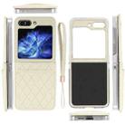 For Samsung Galaxy Z Flip5 VIETAO Rhombic Texture PU Card Slot Phone Case with Lanyard(Beige) - 2