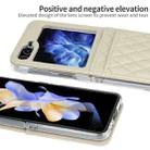 For Samsung Galaxy Z Flip5 VIETAO Rhombic Texture PU Card Slot Phone Case with Lanyard(Beige) - 3