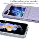 For Samsung Galaxy Z Flip5 VIETAO Rhombic Texture PU Card Slot Phone Case with Lanyard(Purple) - 2