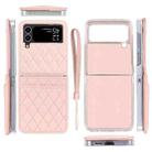 For Samsung Galaxy Z Flip4 VIETAO Rhombic Texture PU Card Slot Phone Case with Lanyard(Pink) - 2