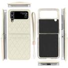 For Samsung Galaxy Z Flip4 VIETAO Rhombic Texture PU Card Slot Phone Case with Lanyard(Beige) - 2