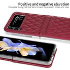 For Samsung Galaxy Z Flip3 5G VIETAO Rhombic Texture PU Card Slot Phone Case with Lanyard(Red) - 3