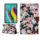For Samsung Galaxy Tab A7 T505 Flower Cloth Texture PC Horizontal Flip Leather Protective Case, with Holder & Card Slots & Wallet & Photo Frame & Sleep / Wake-up Function(Black) - 1