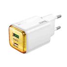 hoco N52 Monsoon Dual Port PD20W Type-C, QC3.0 USB Charger, EU Plug(White) - 1