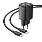 hoco N52 Monsoon Dual Port PD20W Type-C, QC3.0 USB Charger with 1m Type-C Cable, EU Plug(Black) - 2