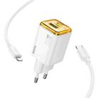 hoco N52 Monsoon Dual Port PD20W Type-C, QC3.0 USB Charger with 1m 8 Pin Cable, EU Plug(White) - 2