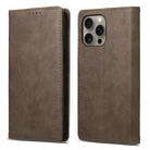 For iPhone 16 Pro Max Business Solid Color Magnetic RFID Leather Phone Case(Brown) - 1