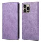 For iPhone 16 Pro Max Business Solid Color Magnetic RFID Leather Phone Case(Purple) - 1