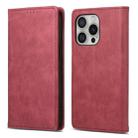 For iPhone 16 Pro Business Solid Color Magnetic RFID Leather Phone Case(Red) - 1